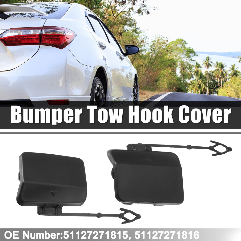 Pair Tow Eye Hook Caps for BMW X5 (2000–2006) Black