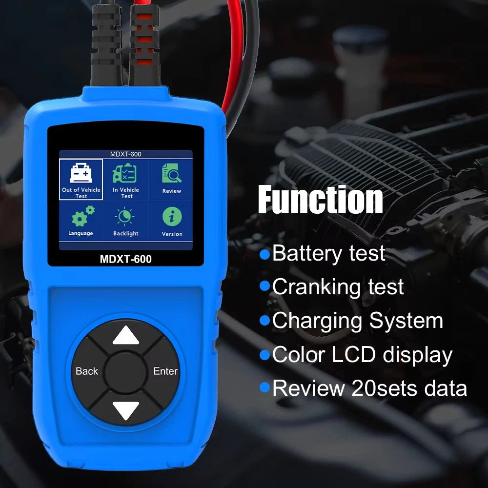 12V Battery Diagnostic Tool MDXT-600 with SOH SOC Charging Analysis