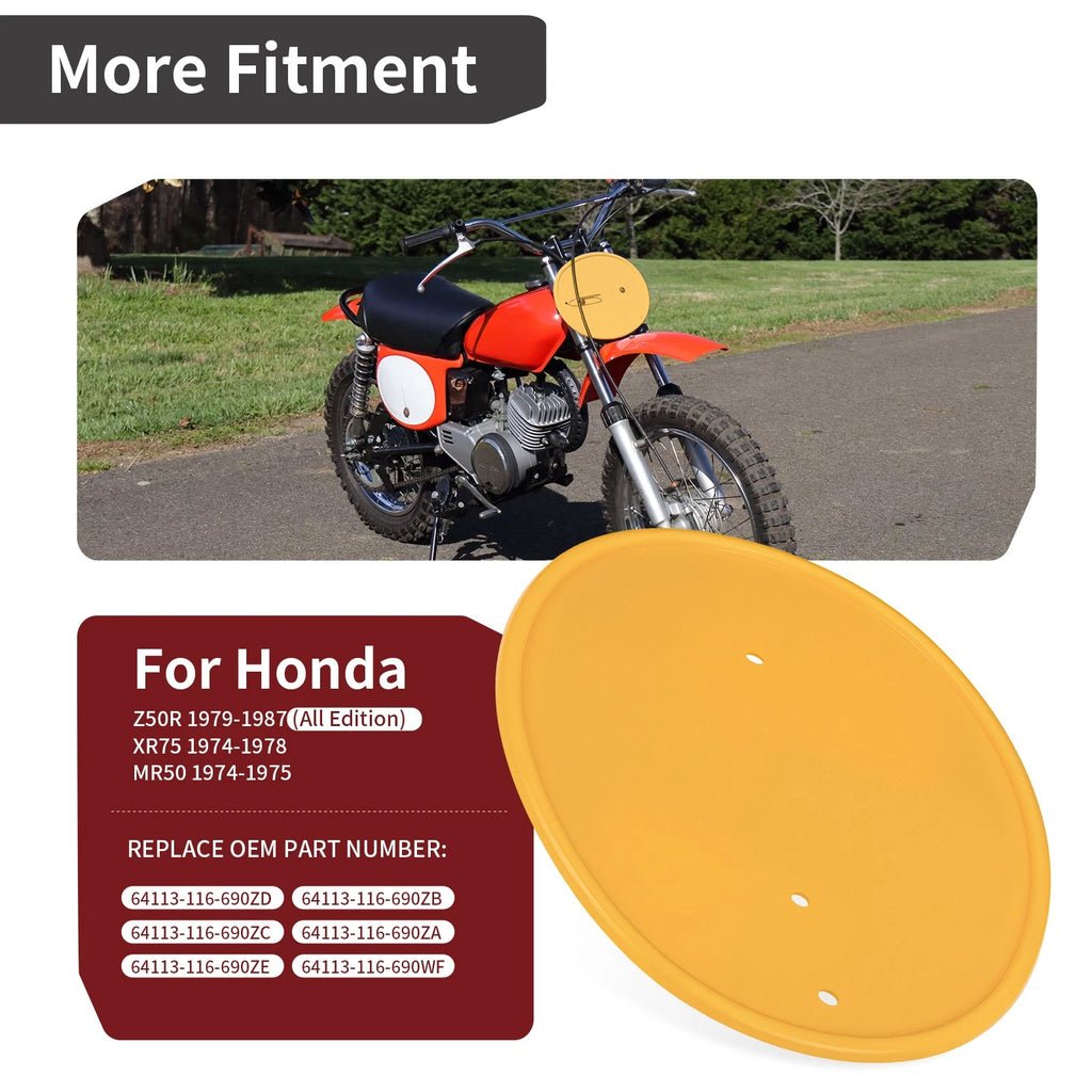 Yellow Number Plate for Honda Z50R (1979–1987), XR75 (1974–1978), MR50 (1974–1975)
