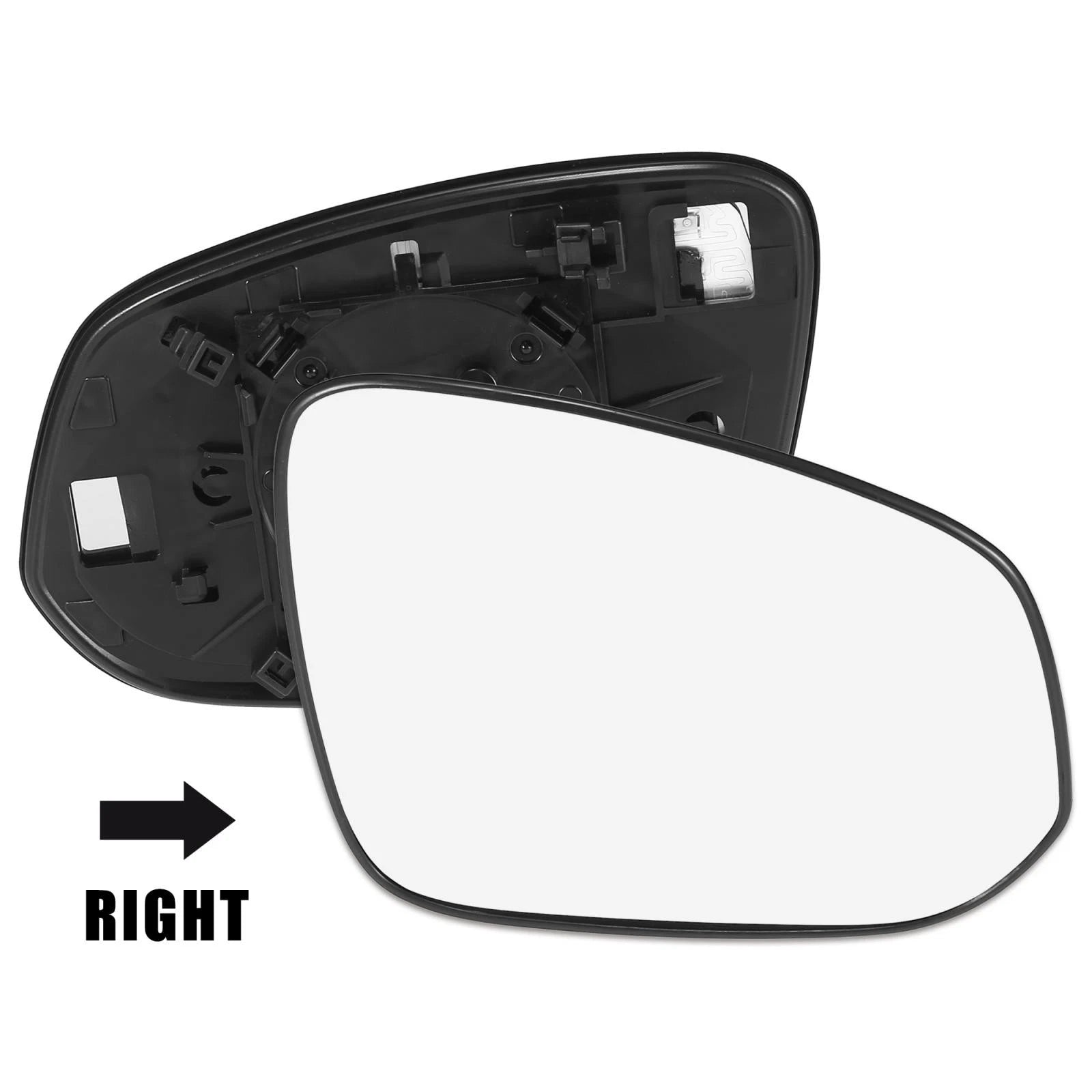 Right Side Heated Mirror Glass Replacement with Backing Plate for Toyota RAV4 (2013–2018)