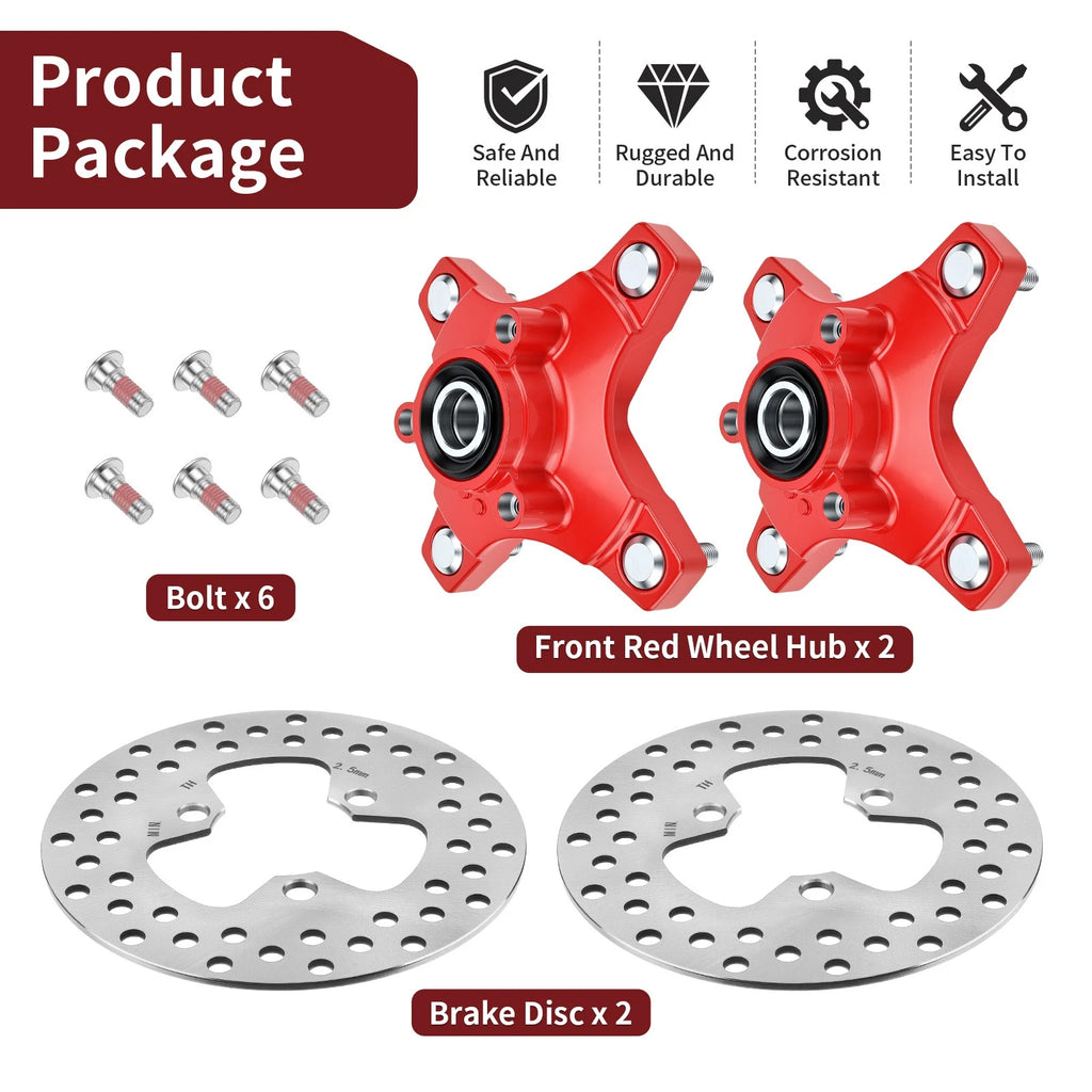 2X Front Wheel Hubs & Brake Discs for Honda Sportrax 250 400 (2001–2007)