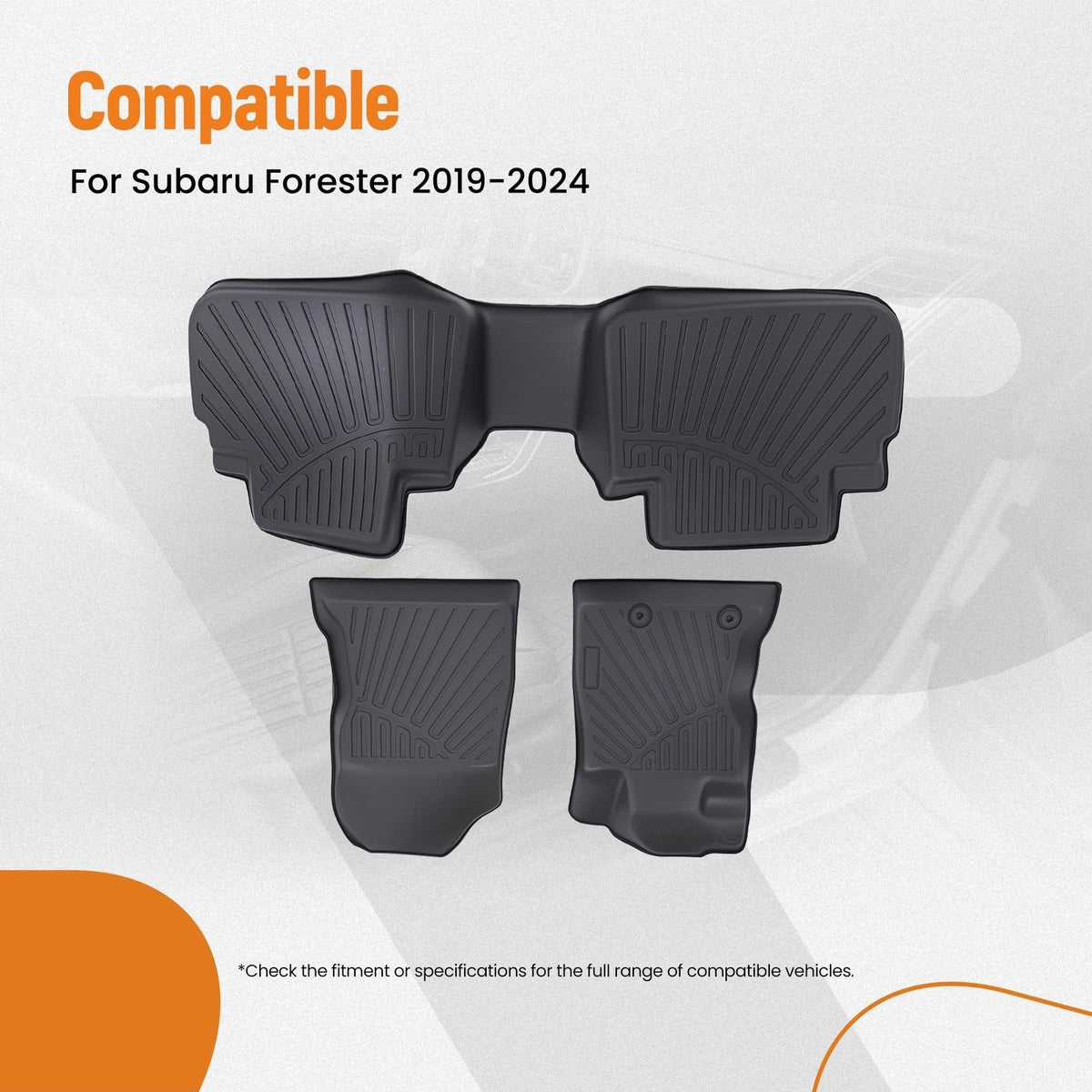 All Weather TPE Floor Mats for Subaru Forester (2019–2024) Black Liners