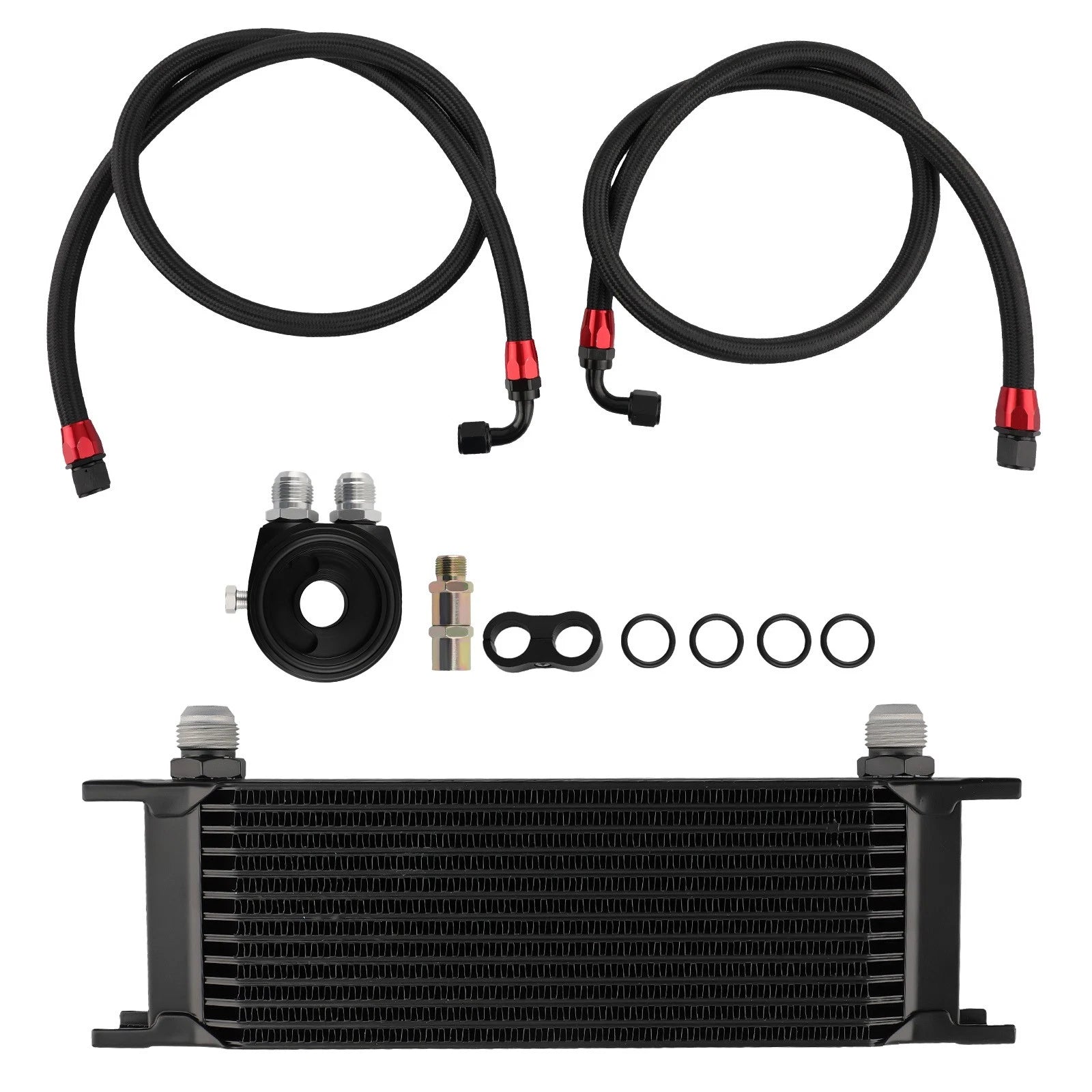 Oil Cooler Kit with Filter Relocation Adapter for Universal 13 Row 10AN