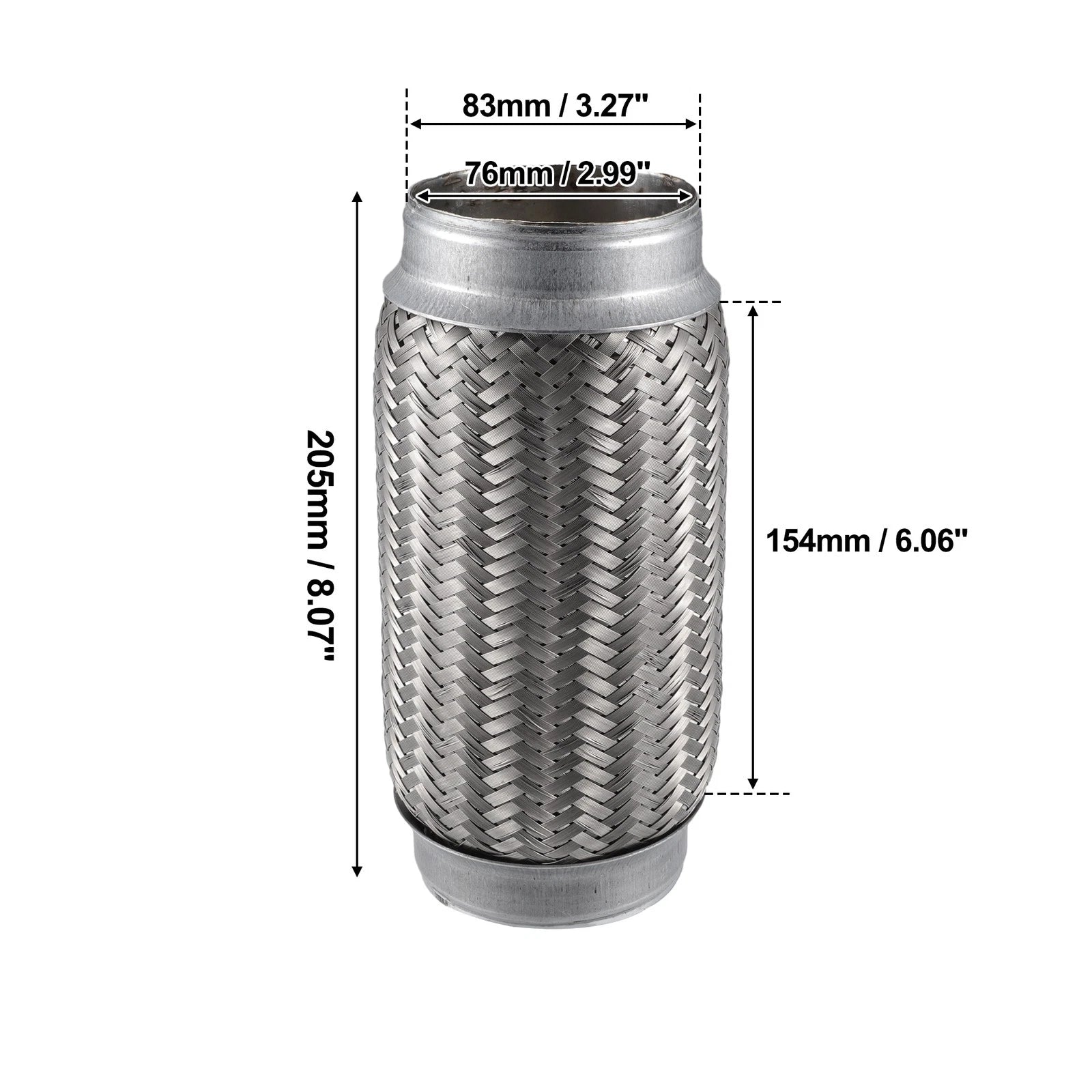 Exhaust Flex Joint 76x205mm Stainless Steel for Universal Fit