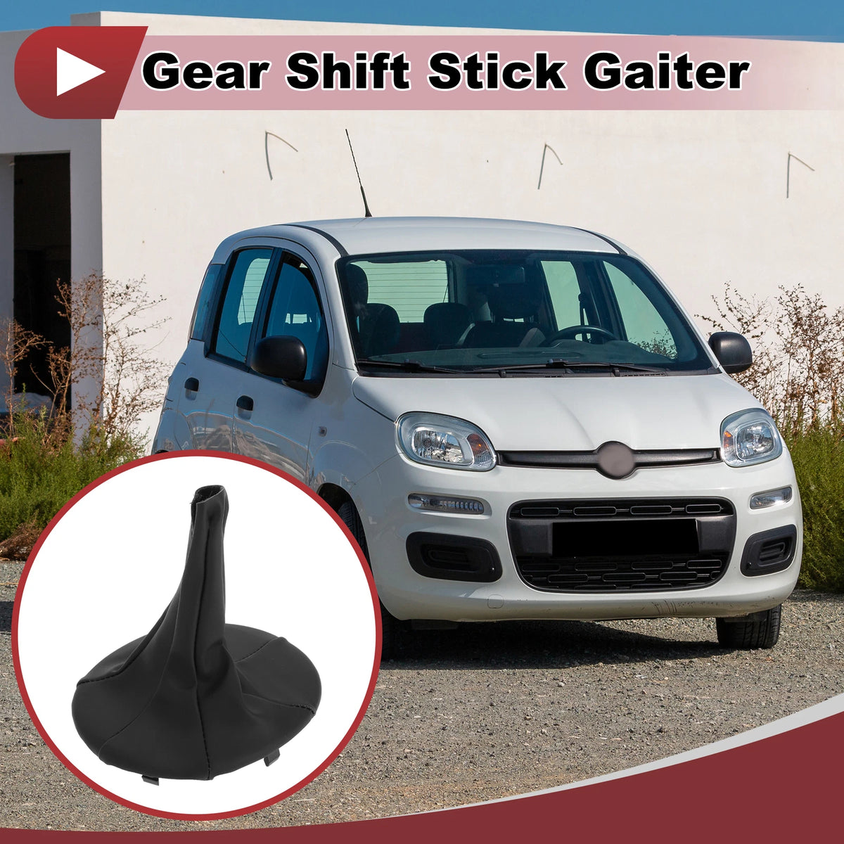 1 Pc Gear Shift Stick Gaiter for Fiat Panda (2003–2012) Black Faux Leather