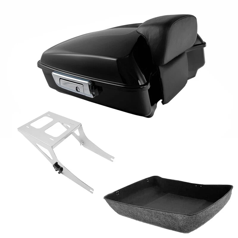 Chopped Trunk Backrest Pad Mount Rack for Harley Fatboy FLSTF (2008–2017)