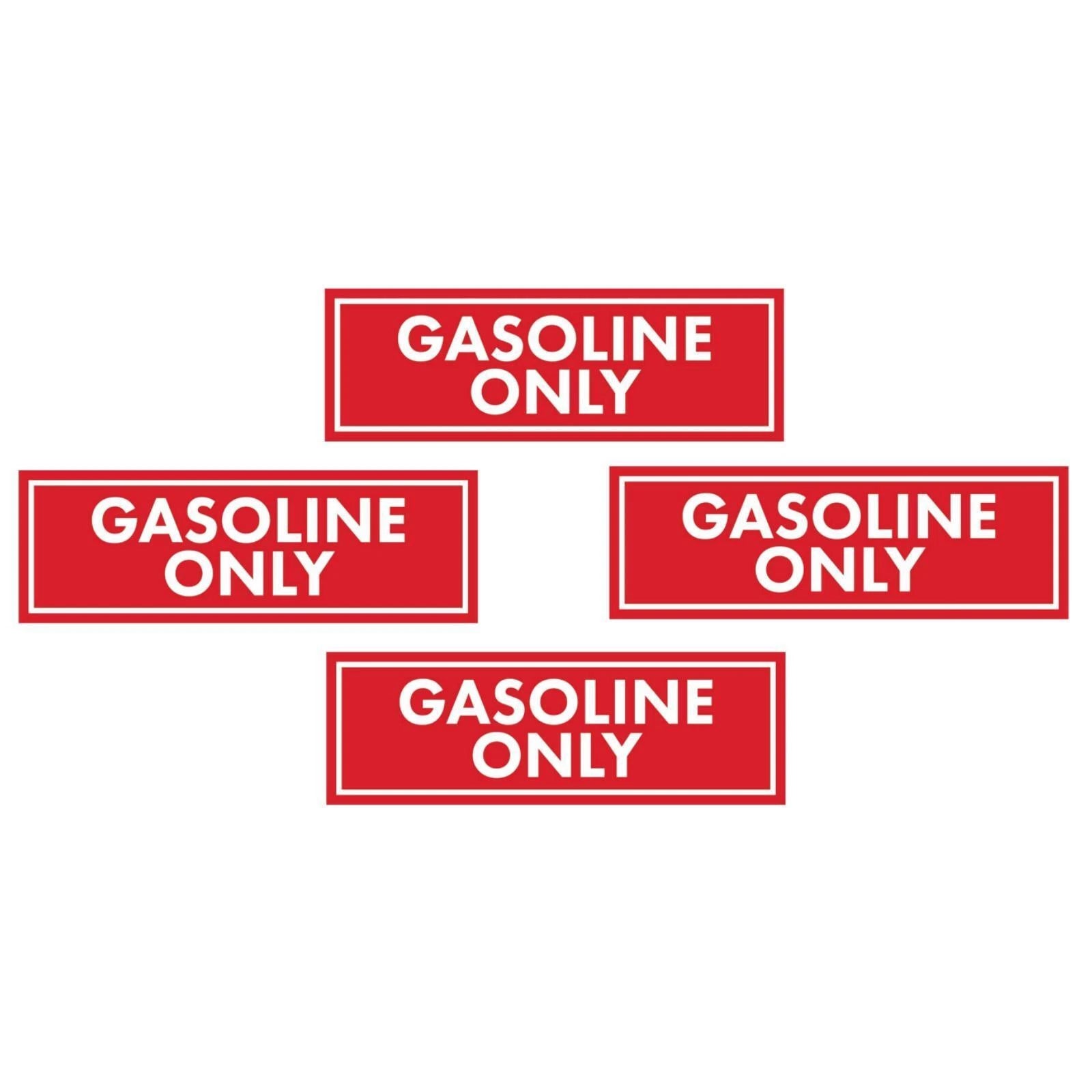 Set of 4 Gasoline Only Warning Stickers for Universal Use