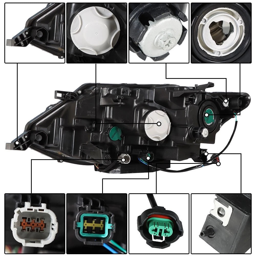Projector Halogen Headlights for Nissan Rogue (2017–2019) RH & LH Side Chrome