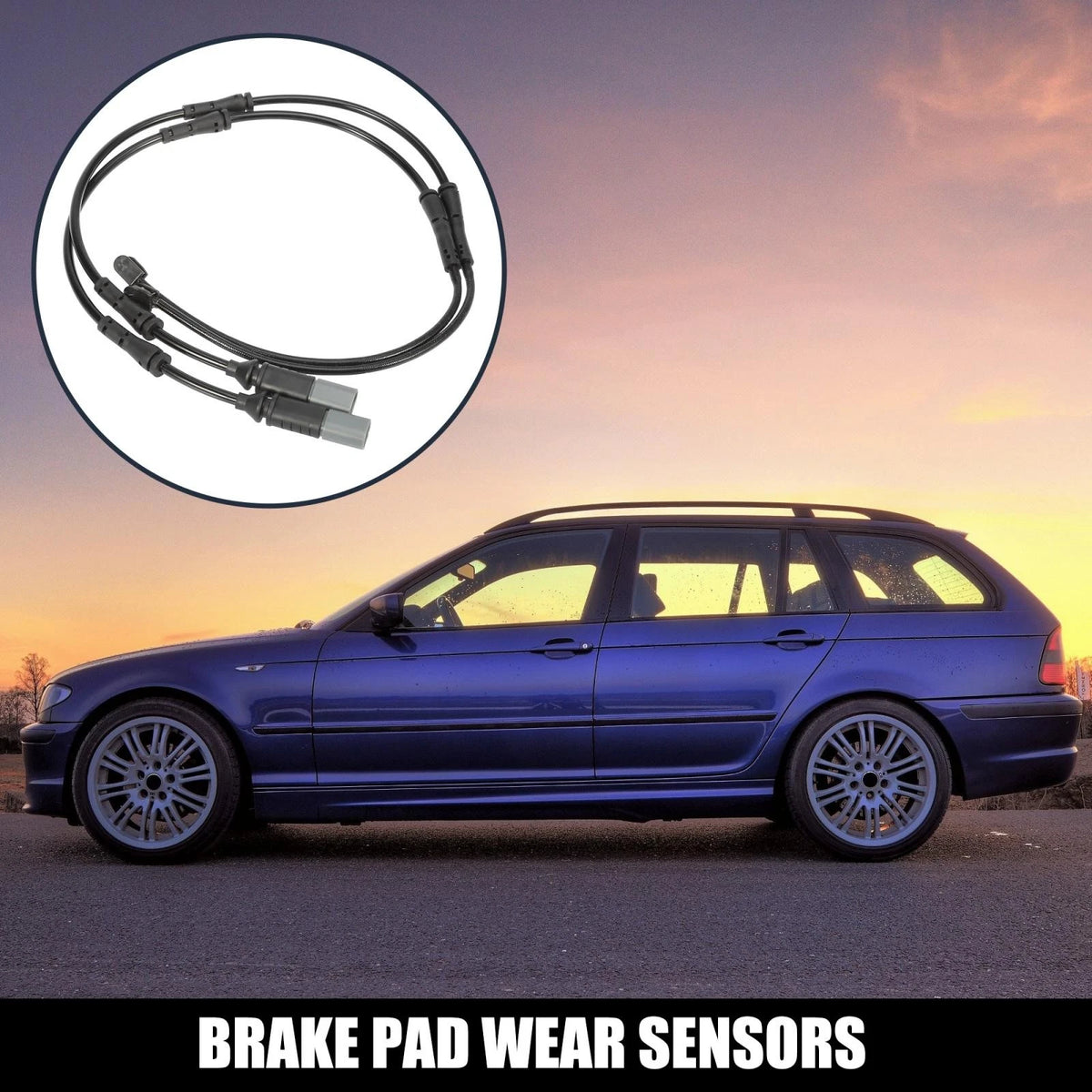 Front Brake Pad Wear Sensor Indicator 2Pc for BMW 330i GT xDrive (2014–2020)
