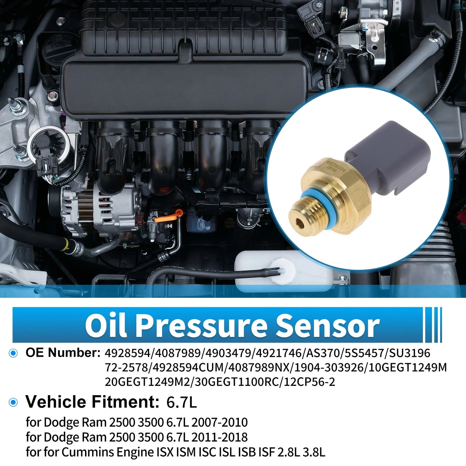 Engine Oil Pressure Sensor Replacement for Dodge Ram 2500 3500 (2013–2018)