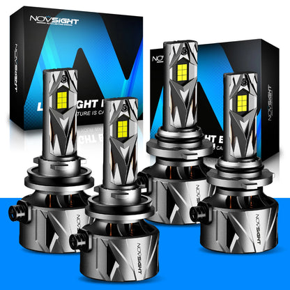 4X 9005 H11 Combo LED Headlight Bulbs for High Low Beam (60000LM 6500K)