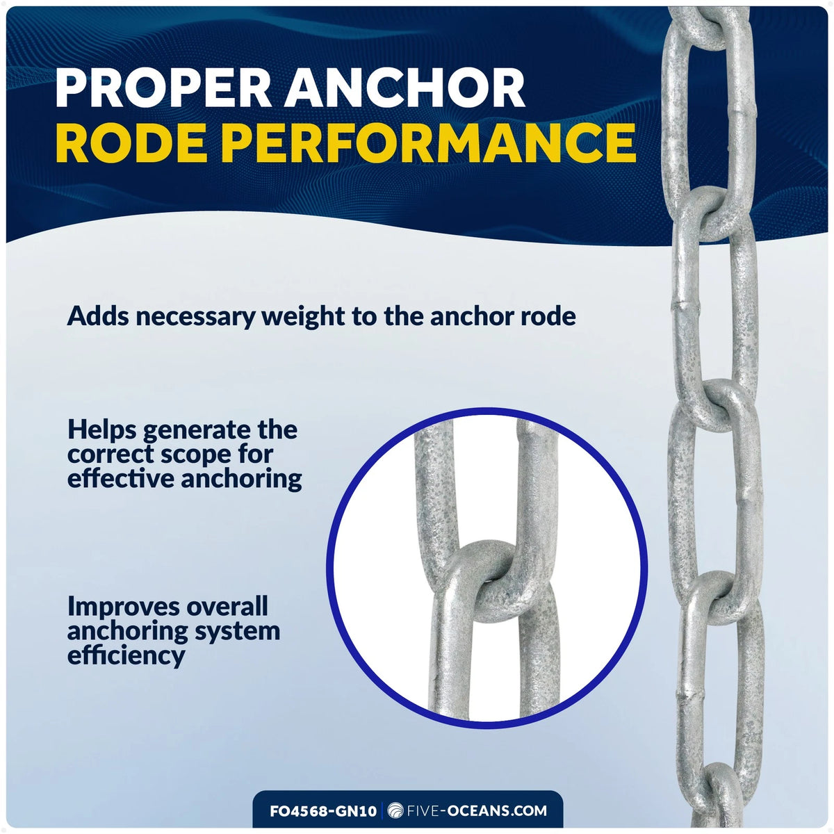 Boat Anchor Lead Chain 1/4" x 10' for Marine Use (Galvanized Steel)