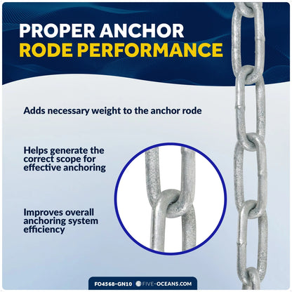 Boat Anchor Lead Chain 1/4" x 10' for Marine Use (Galvanized Steel)