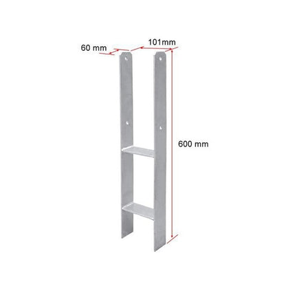 2 Pack H Style Post Anchor 600mm Height 5mm Thick for Wooden Fence Support