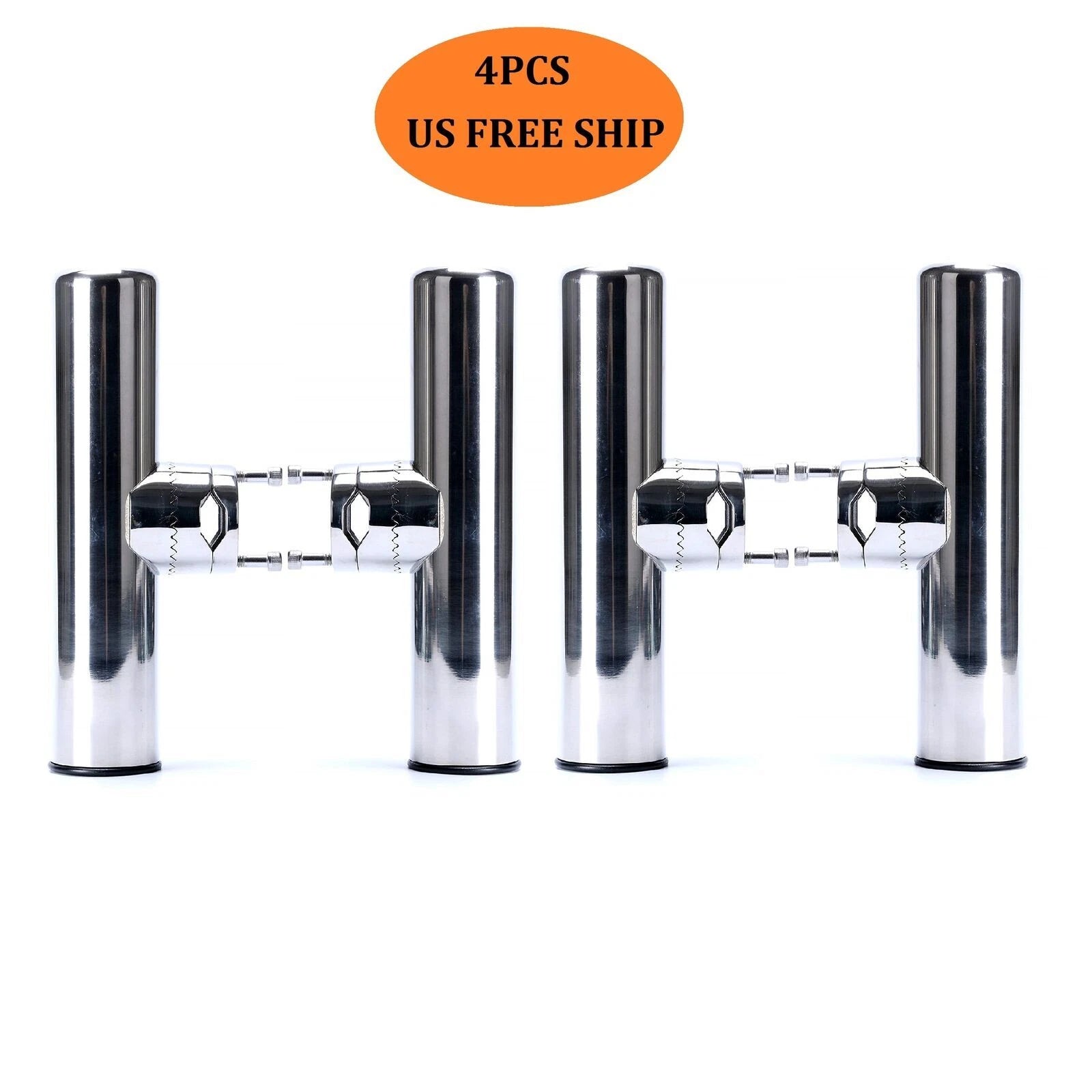 4X Adjustable Fishing Rod Holder for Rails 7/8" to 1" Stainless Steel