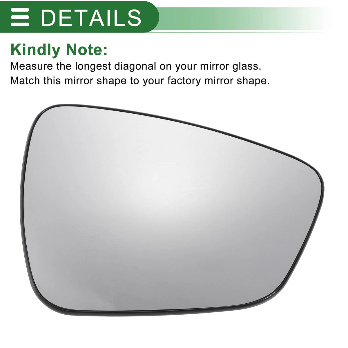 Right Side Mirror Glass with Back Convex Heated Replacement for Ford Kuga (2019–2023)