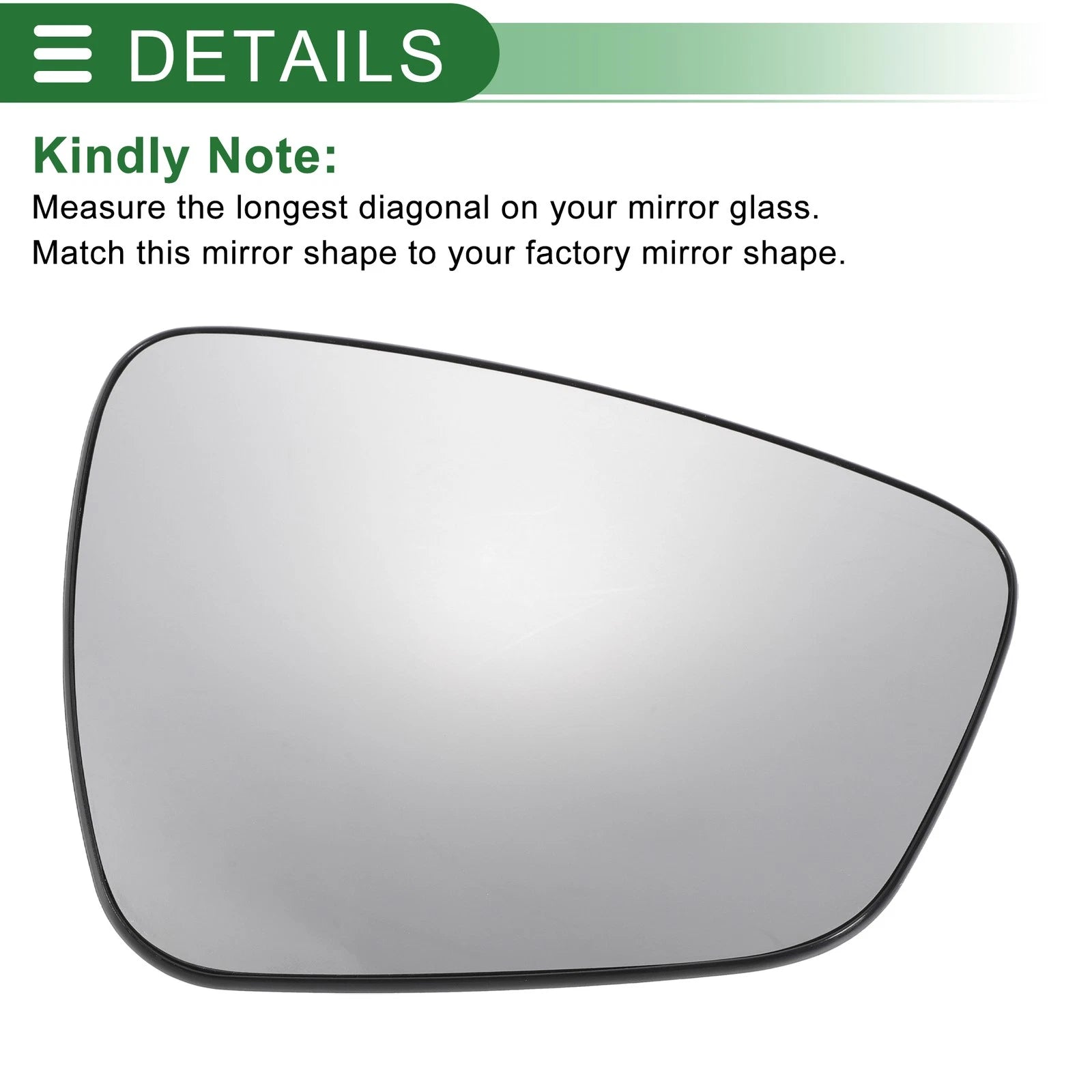 Right Side Mirror Glass with Back Convex Heated Replacement for Ford Kuga (2019–2023)