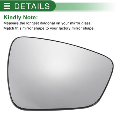 Right Side Mirror Glass with Back Convex Heated Replacement for Ford Kuga (2019–2023)