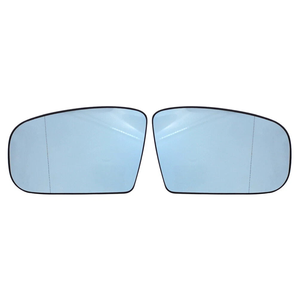 2X Heated Blue Side Mirror Glass with Plate for Mercedes CL500 Coupe (2000–2003)