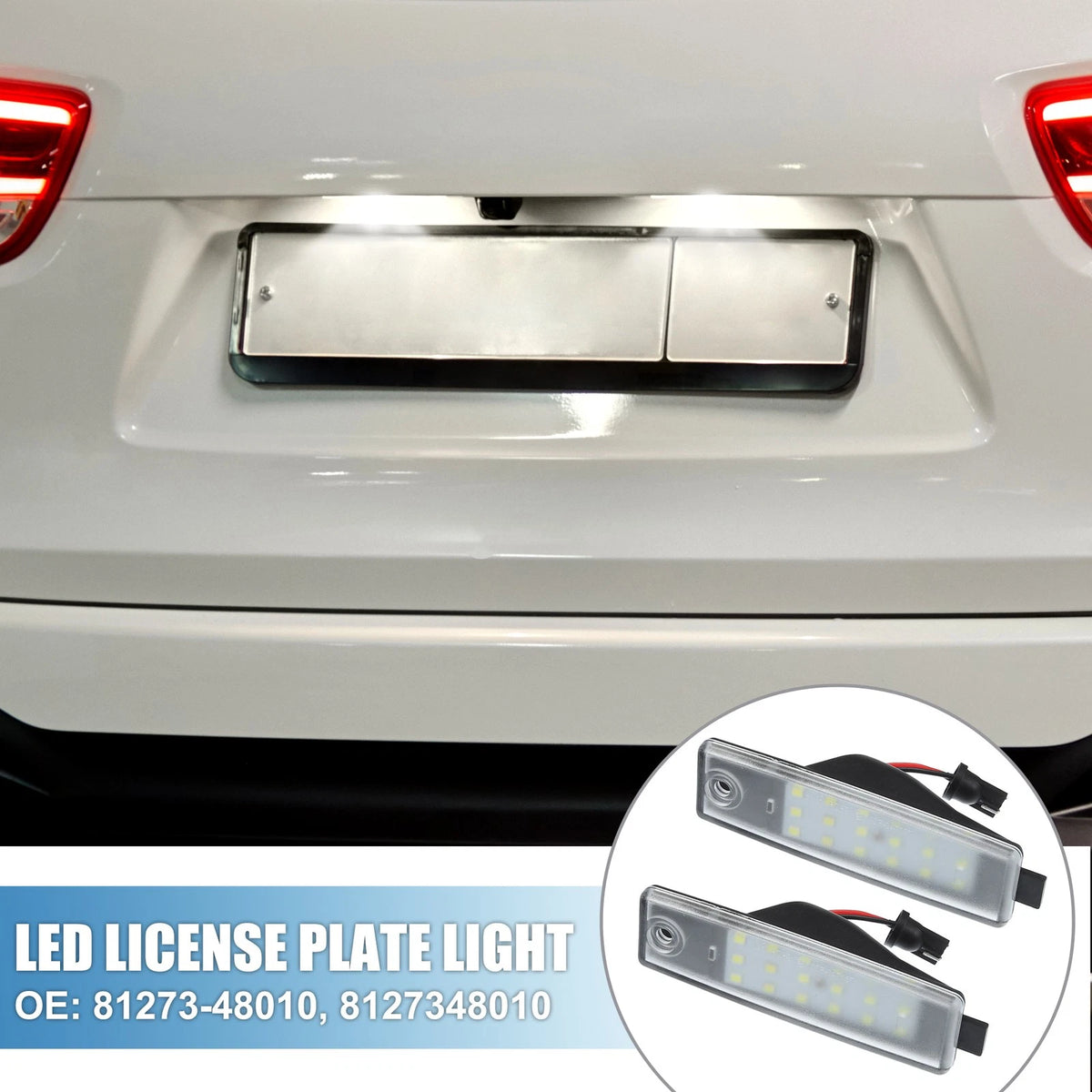 2X White LED License Plate Light 8127348010 3528SMD for Toyota RAV4 (2010–2014)