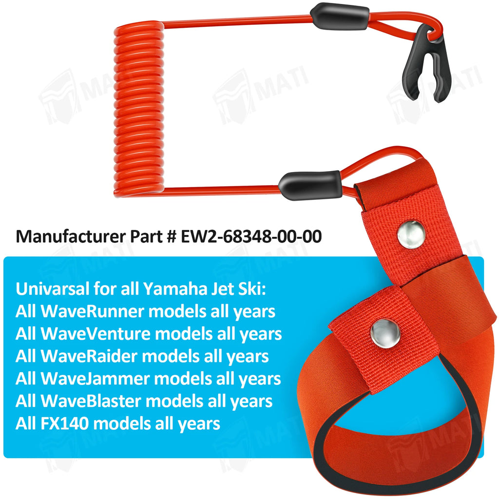 Stop Kill Safety Lanyard for Yamaha WaveRunner WaveVenture WaveRaider FX1 (1990–2000)