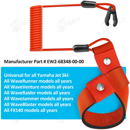Stop Kill Safety Lanyard for Yamaha WaveRunner WaveVenture WaveRaider FX1 (1990–2000)