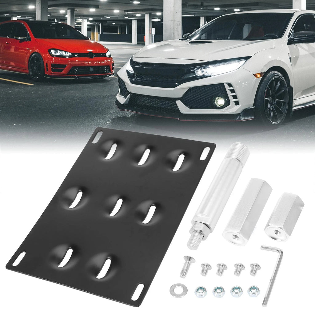 Front Bumper Tow Hook License Plate Bracket Holder Set for Toyota Yaris (2006–2017)