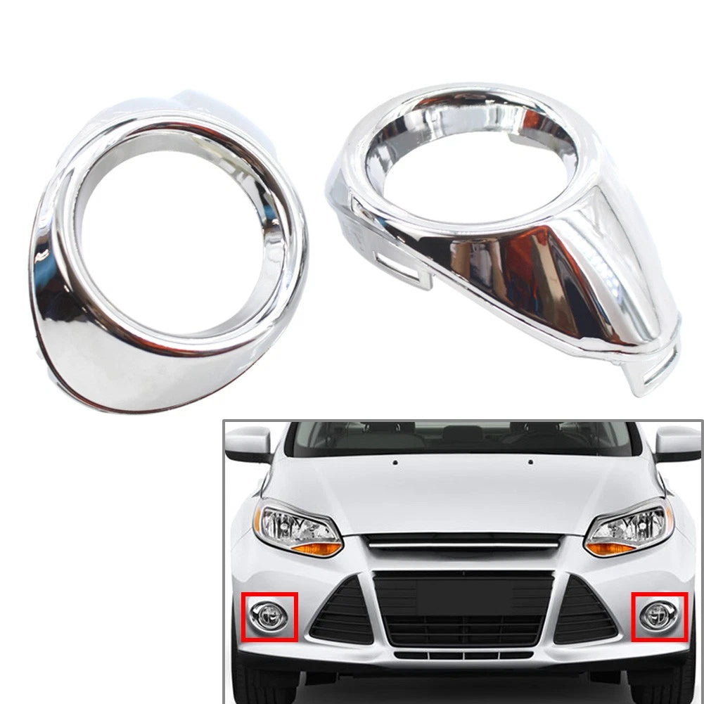 Front Fog Light Cover Surround Bezels Trim for Ford Focus (2012–2013) Silver
