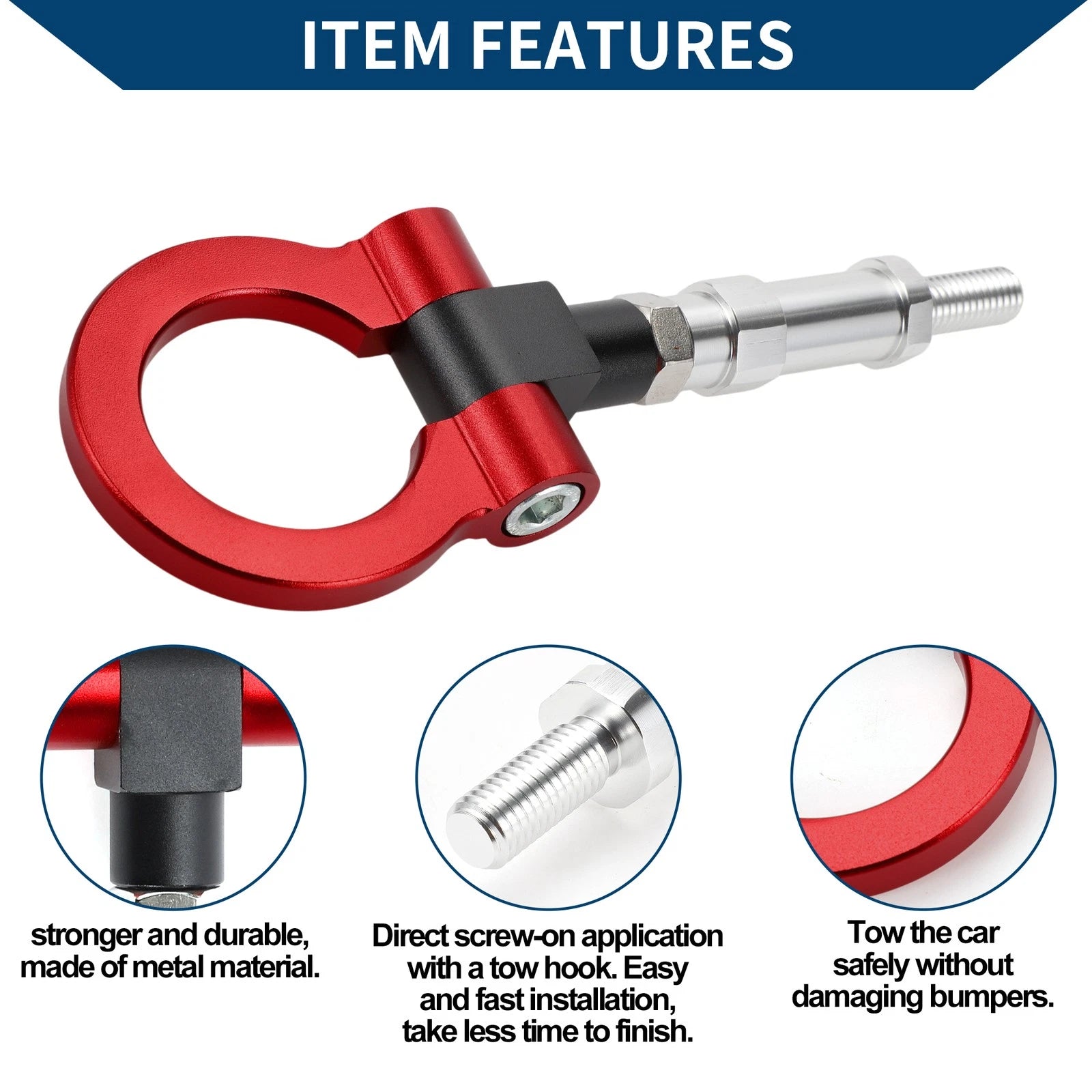 Tow Hook Ring for Honda S2000 (2000–2009) - Metal, Red