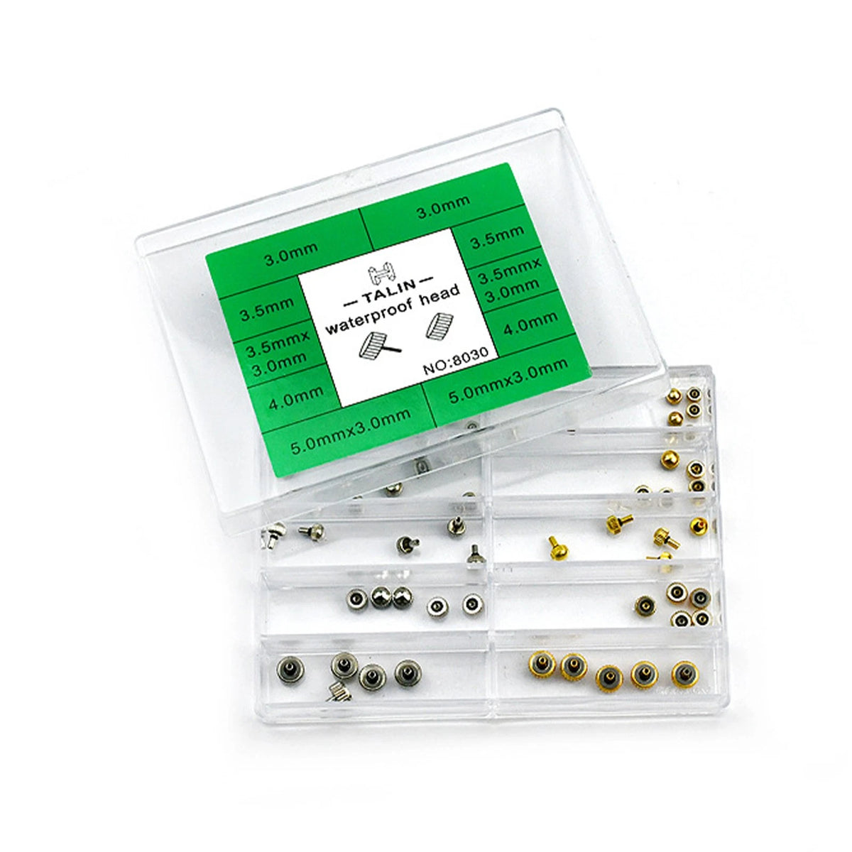 50pcs Watch Crown Assorted Set No. 8030 for Watchmaker Repair
