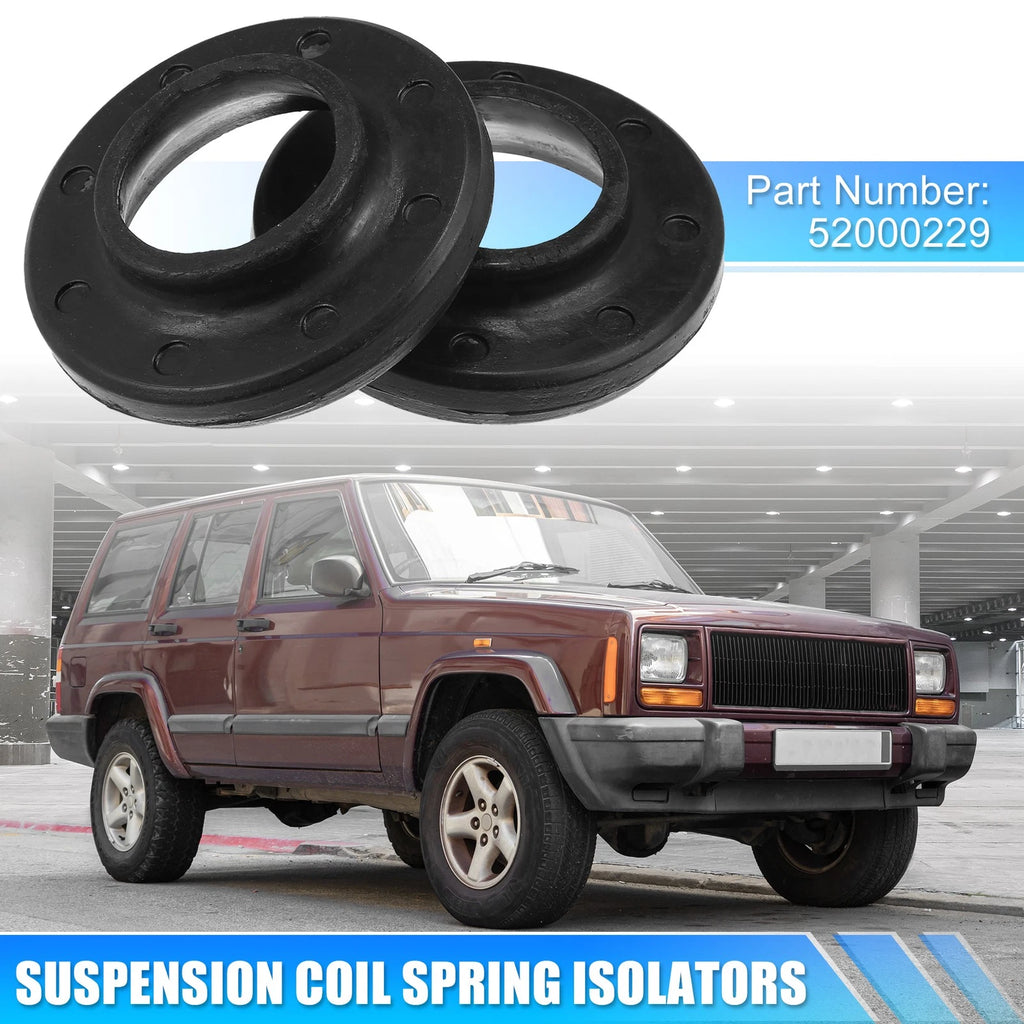 2 Pcs Front Upper Coil Spring Insulators for Jeep (52000229) Rubber Black