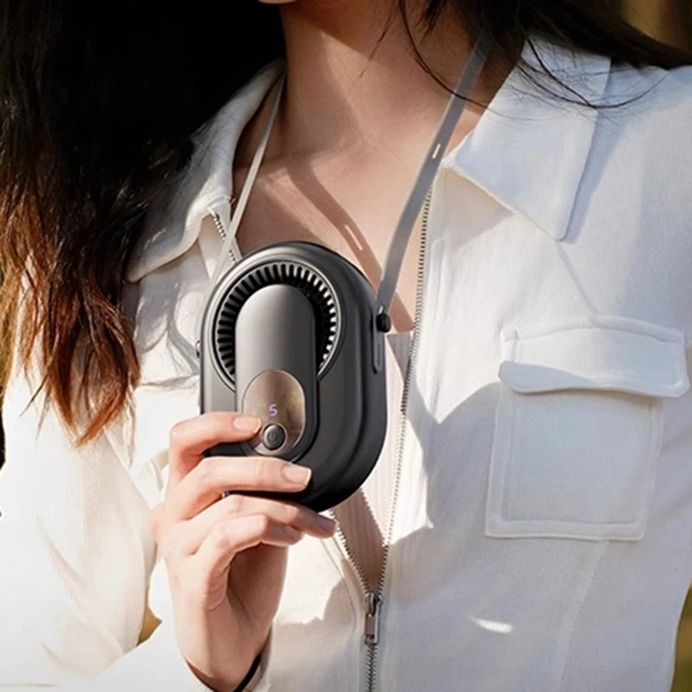 5 Speed Portable Fan with LCD Battery Indicator for Neck and Handheld Use