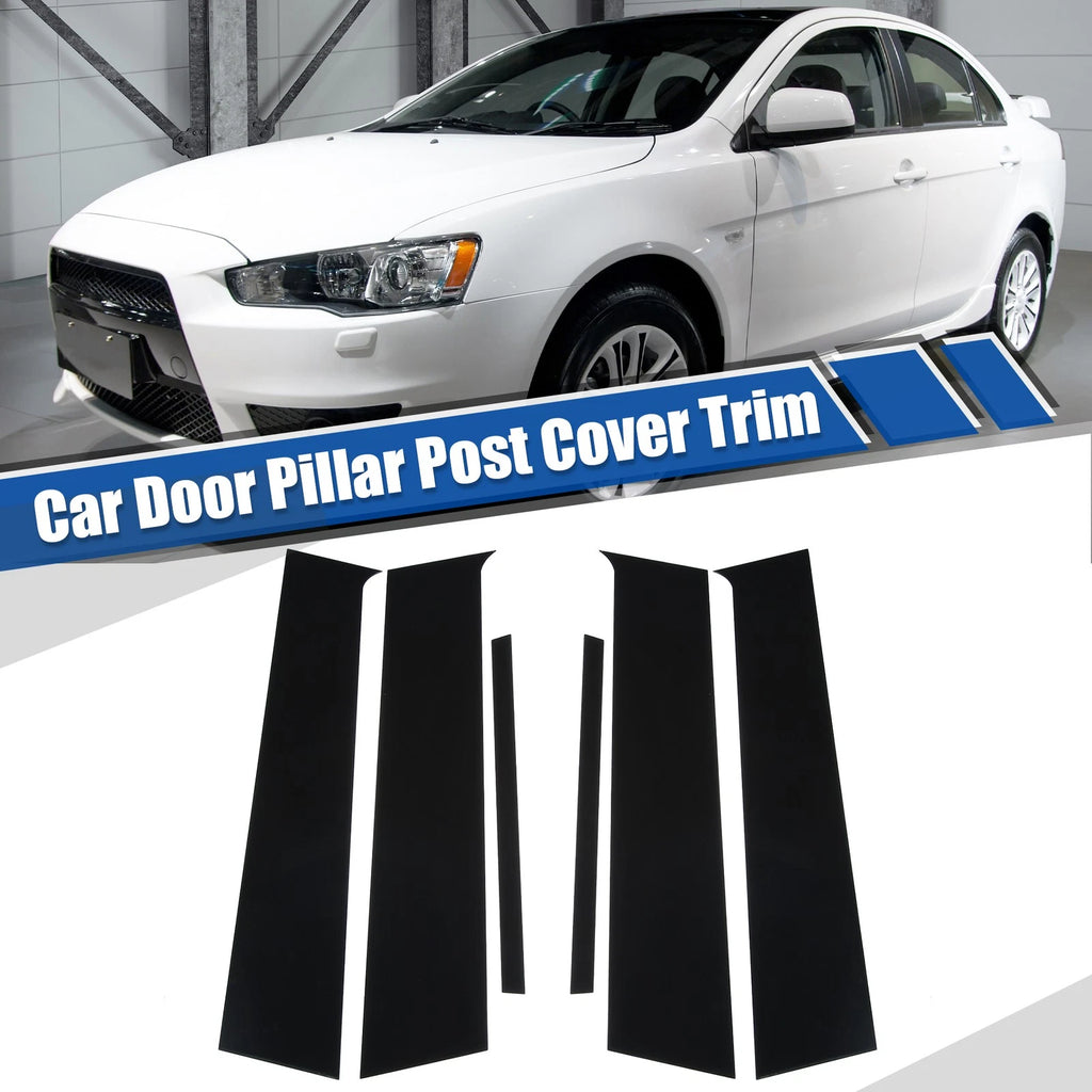 Glossy Black Door Window Pillar Trim Cover Set for Mitsubishi Lancer (2008–2017)