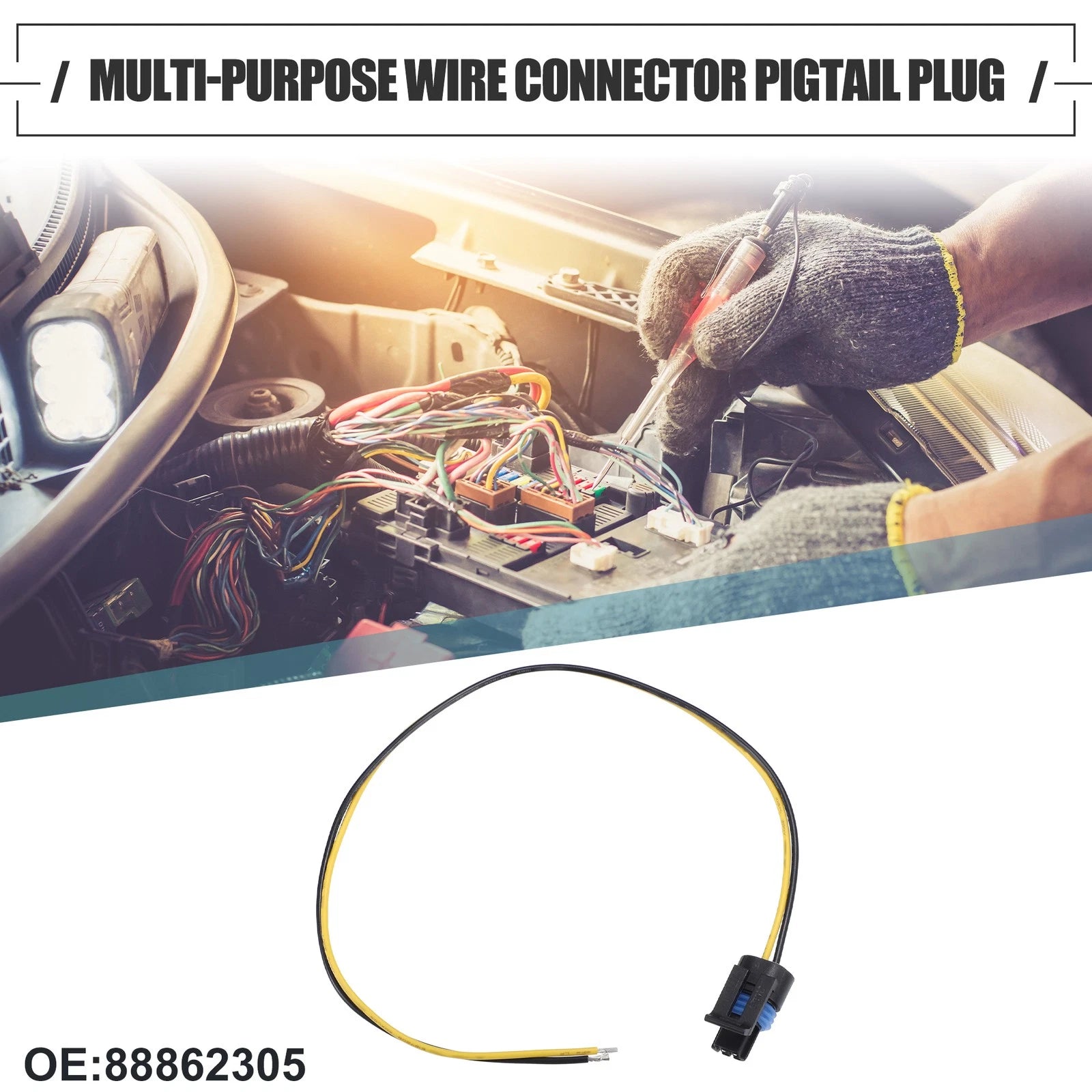 Multi Purpose Wire Connector Pigtail Plug for Chevy Plastic Black Yellow (Universal)