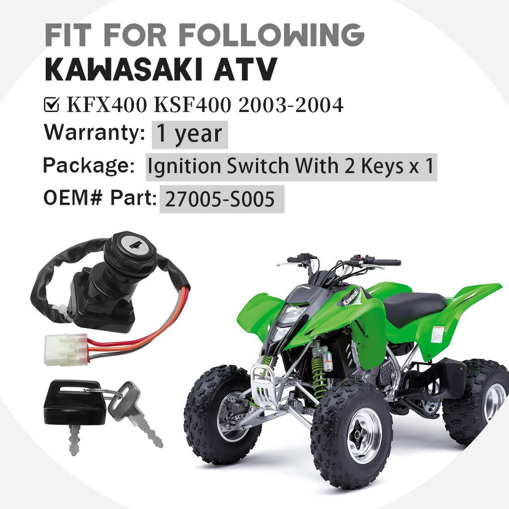 Ignition Switch with 2 Keys for Kawasaki KFX400 KSF400 (2003–2004)