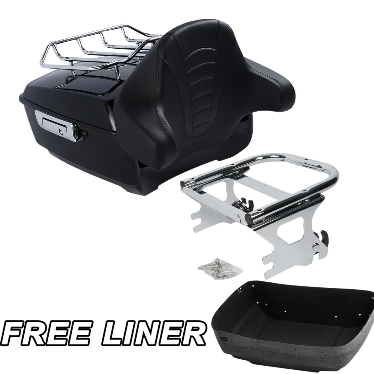Trunk Backrest Pad Rack Mount for Harley Touring Road Glide (1997–2008)