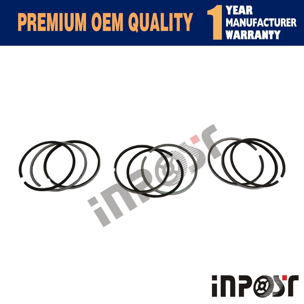 Set of 3 STD Piston Rings for Isuzu 3LB1 Engine (Loader Excavator)
