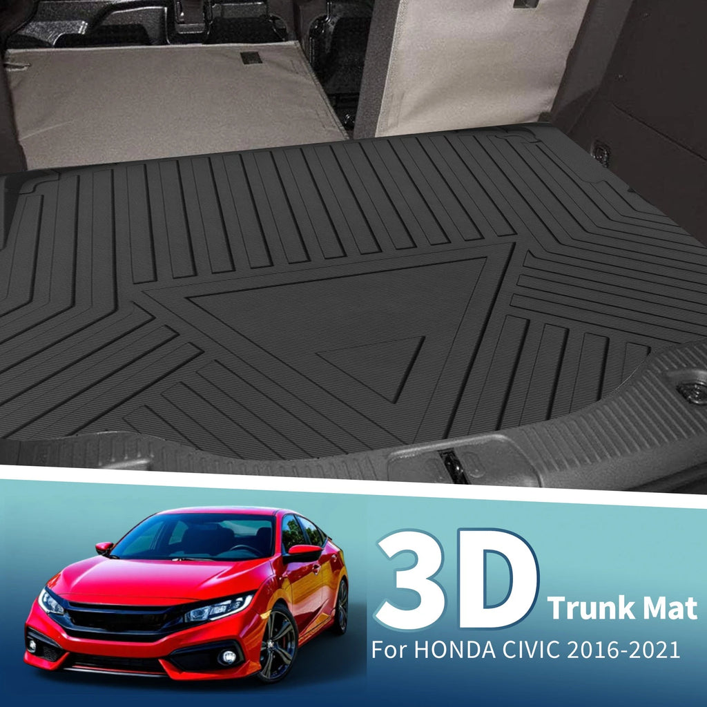Rear Trunk Cargo Liner Flat Face for Honda Civic (2016–2021) TPE 1 Piece