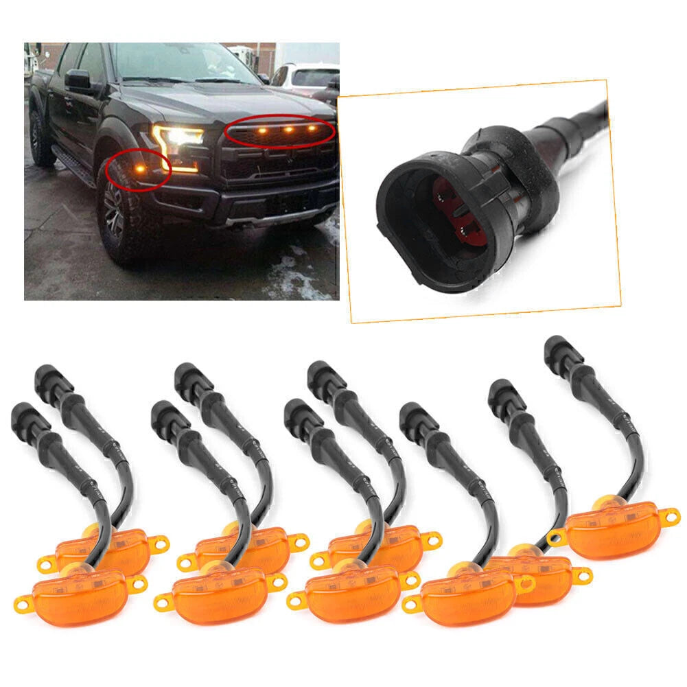 9 pcs Amber LED Light for Ford F150/F-150 (2004–2017) Front Bumper Grille