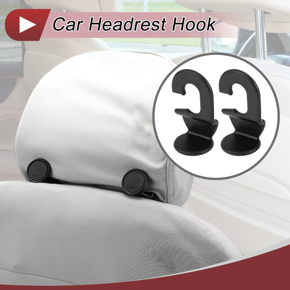 2 Pcs Universal Car Seat Headrest Hook for Purses and Bags (Black)