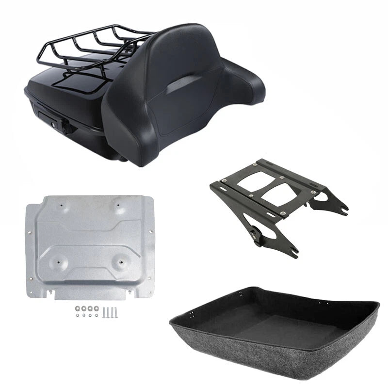 Chopped Trunk Backrest Pad Mount Rack Plate for Harley Road King (2014–2026)