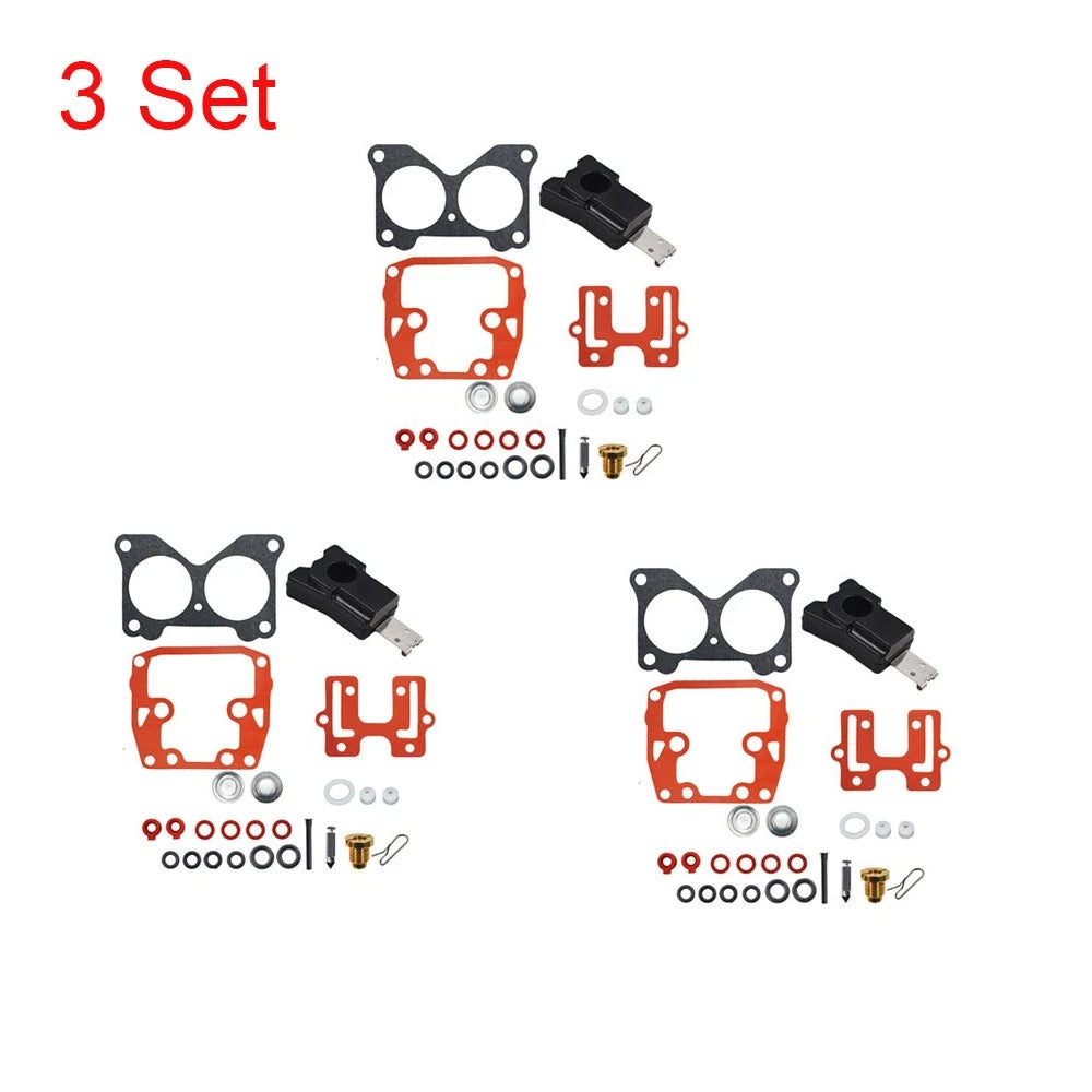 Set of 3 Carburetor Rebuild Kits for Johnson Evinrude (0439076, 439076, 435443, 398526)