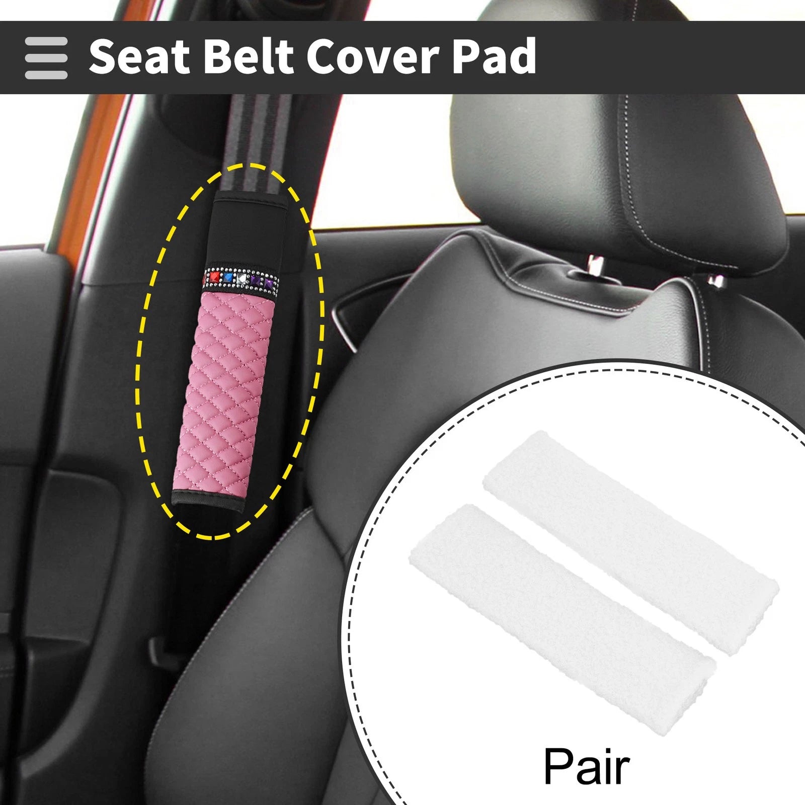 Seat Belt Cover Pad for Universal Fit (1 Pair)