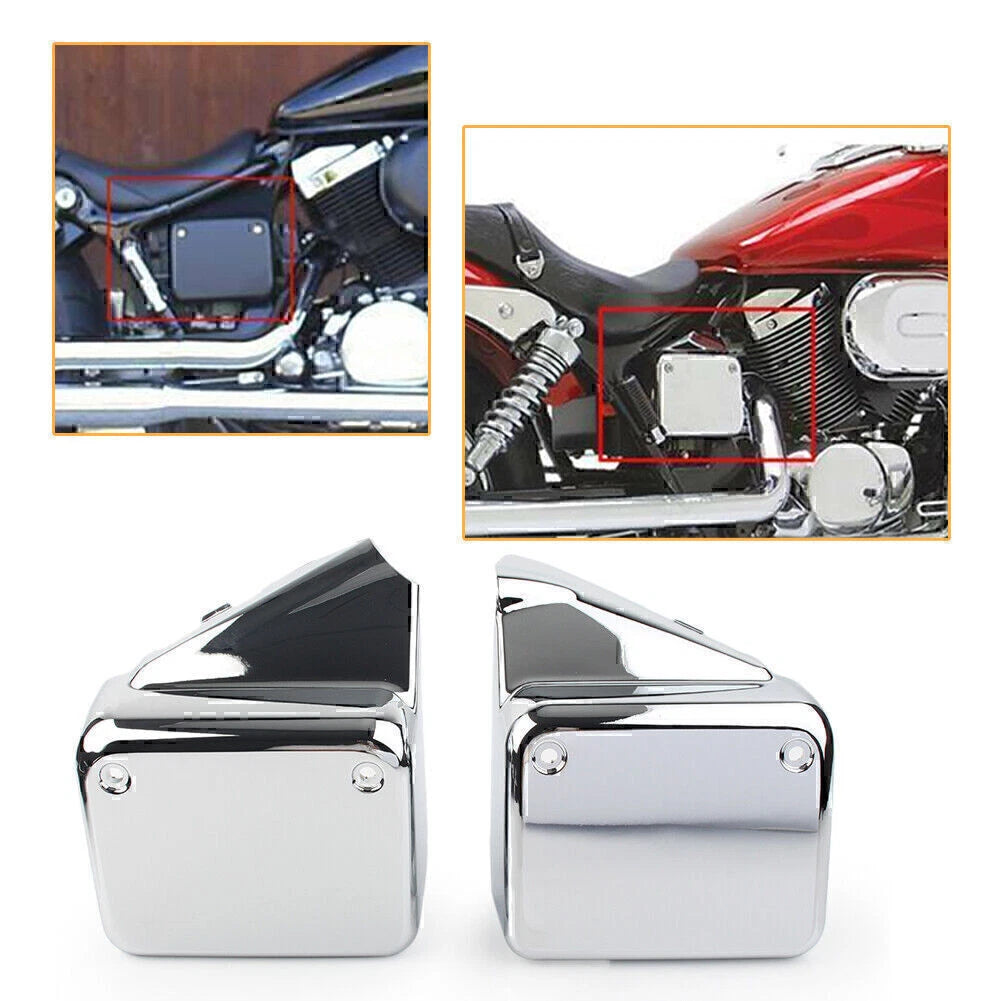 Set of 2 Chrome Side Battery Cover Guards for Honda VT750 Shadow Spirit (2000–2009)