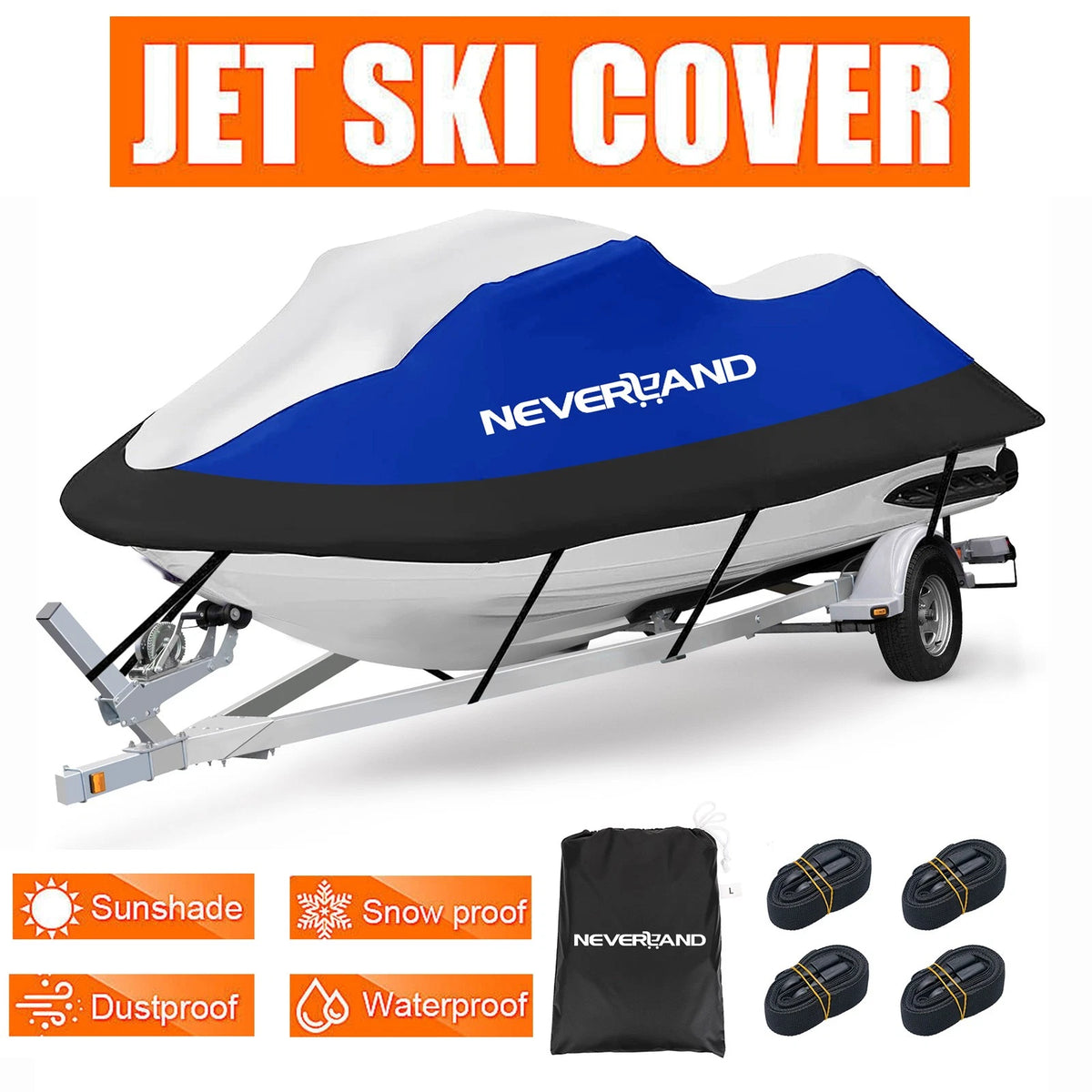 Trailerable Waterproof Jet Ski Cover for Seadoo GTI 90/130 (120"-135")