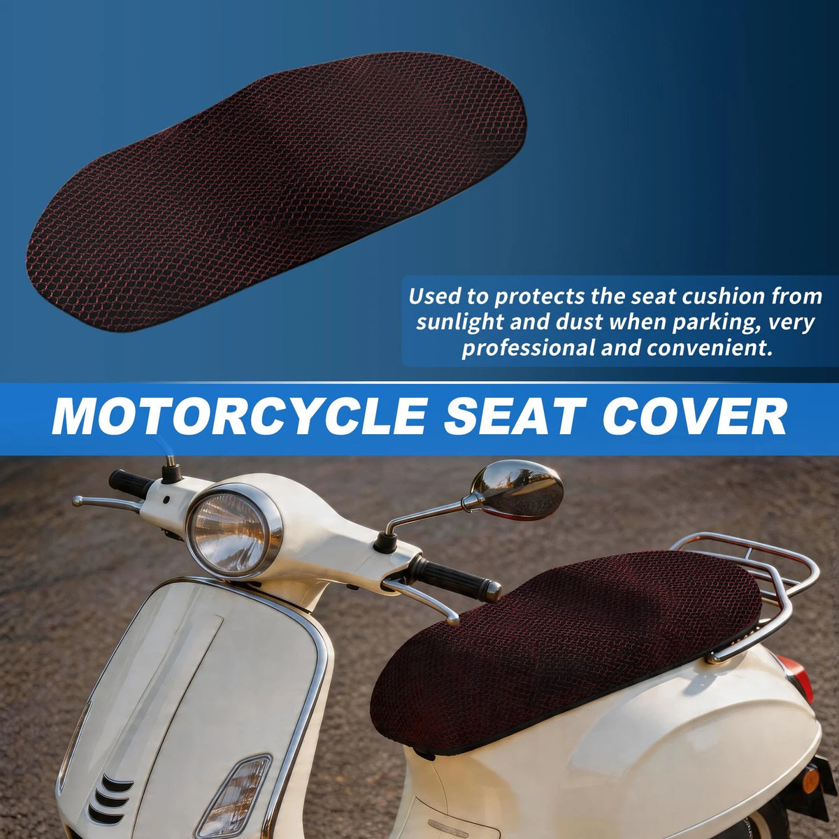 Motorcycle Seat Cushion for Universal Fit (86-92cm L, 50-55cm W) - Black Red