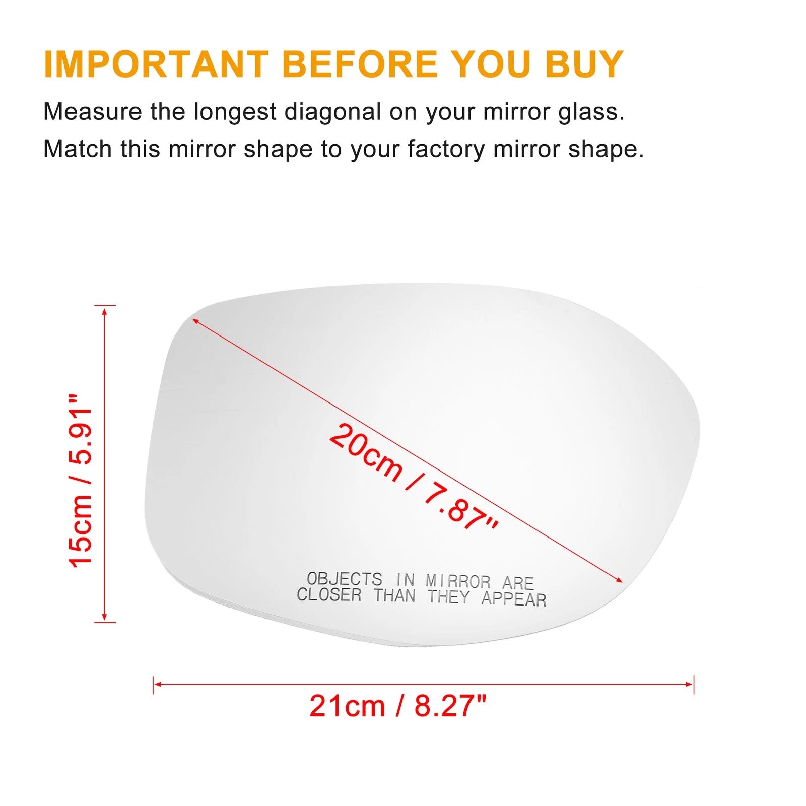 Heated Mirror Glass Rearview Passenger Side Replacement for Honda Odyssey (2005–2017)