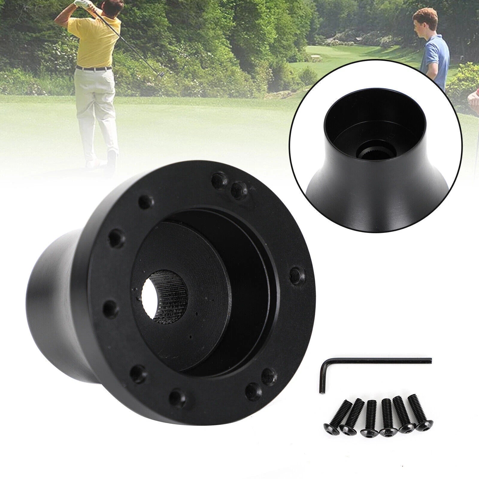 Aluminum Steering Wheel Adapter Hub for EZGO TXT & RXV (Black T9)