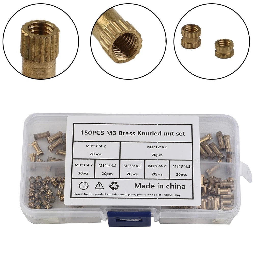 Set of 4 Brass Threaded Nuts for 3D Printing Metal Inserts