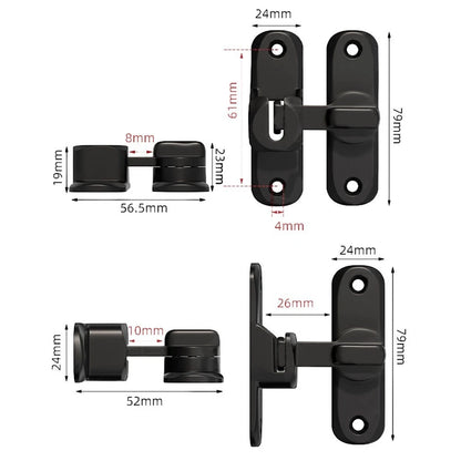 2X Black Aluminum Sliding Door Lock Latch Set for Home and Office